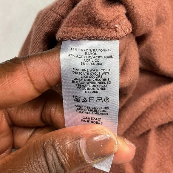 Lou & Grey Womens Fleece Hoodie Pink Soft Knit Full Zip Oversized Jacket SMALL - Picture 5 of 11